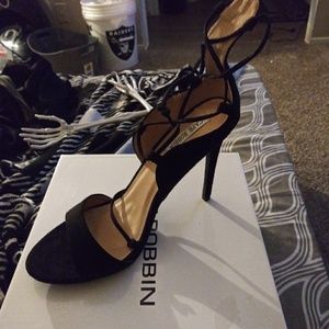 Black wrap around heels